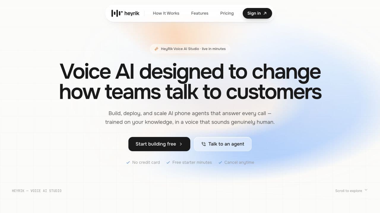 HeyRik product interface created with Atyuttama